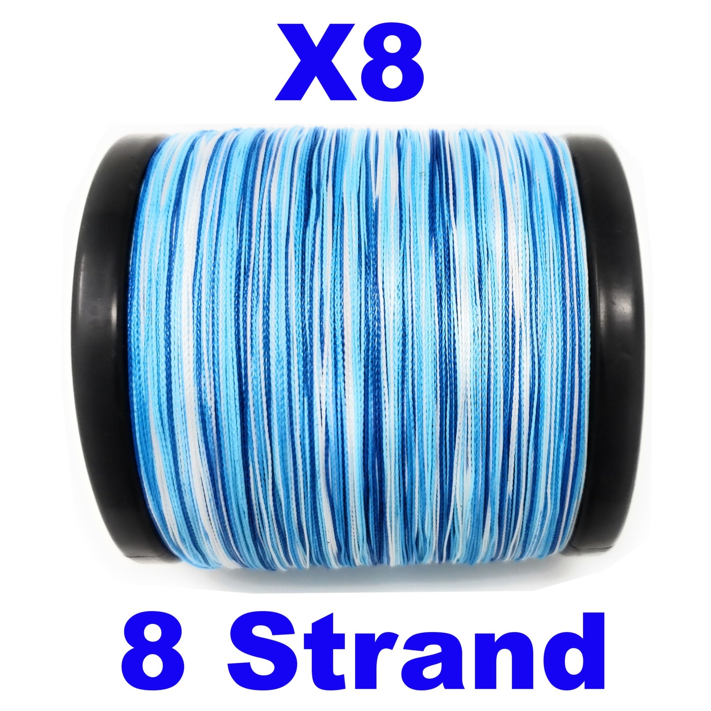 Reaction Tackle X8 Braided Fishing Line- Blue Camo 8 Strand