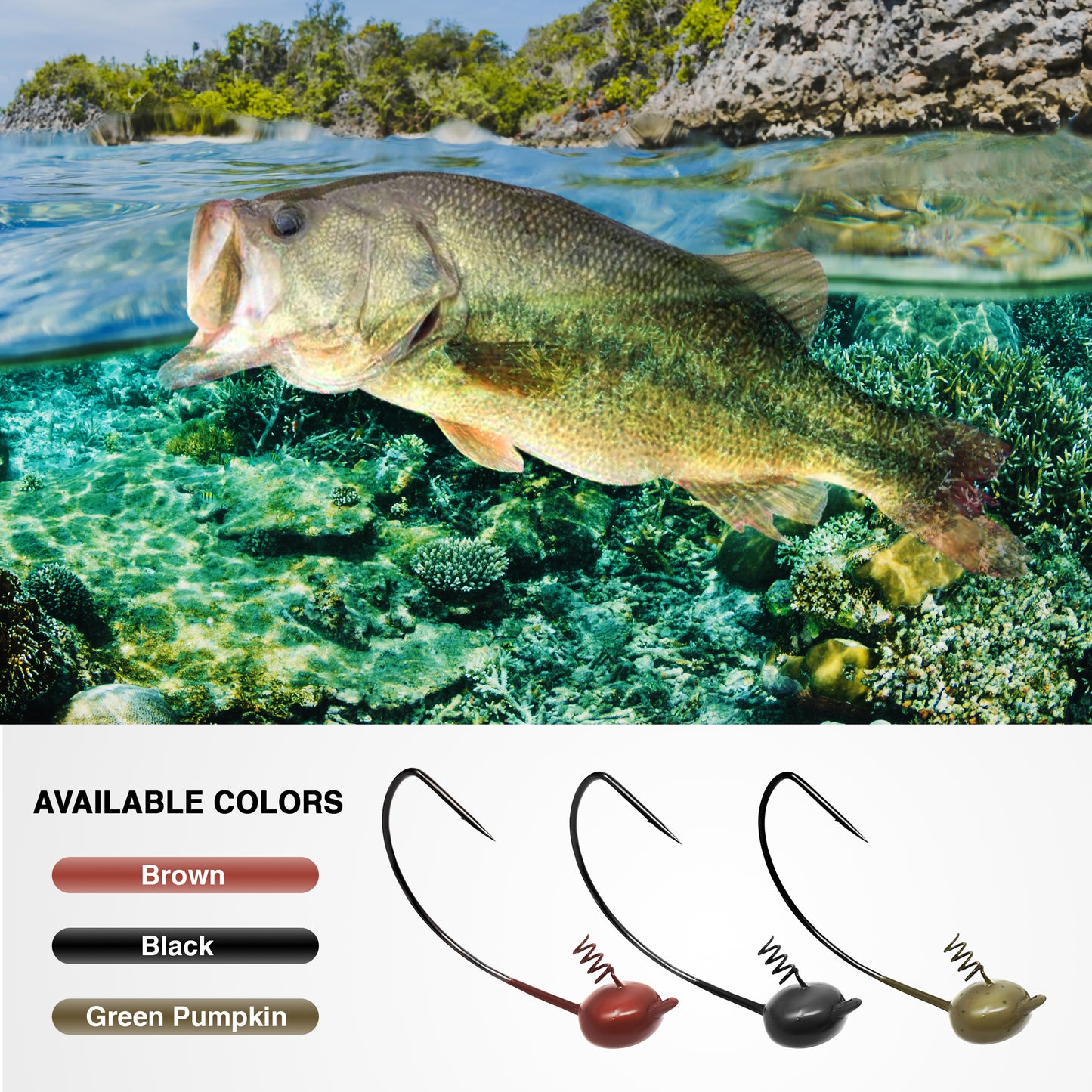 Reaction Tackle Tungsten Shaky Heads for Bass Fishing - 5-Pack