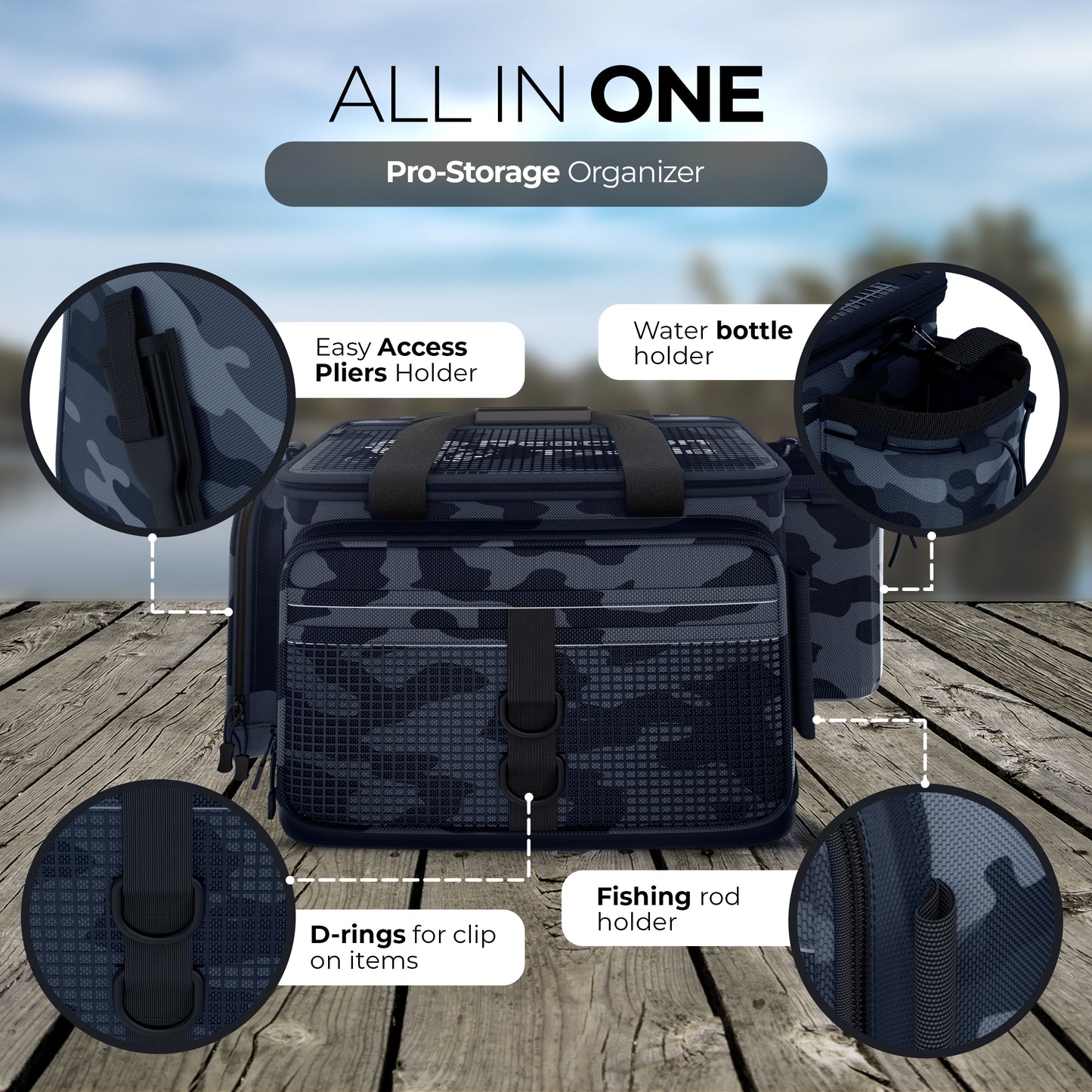 Reaction Tackle Camo Tackle Bag - Salt Water Resistant Fishing Bag