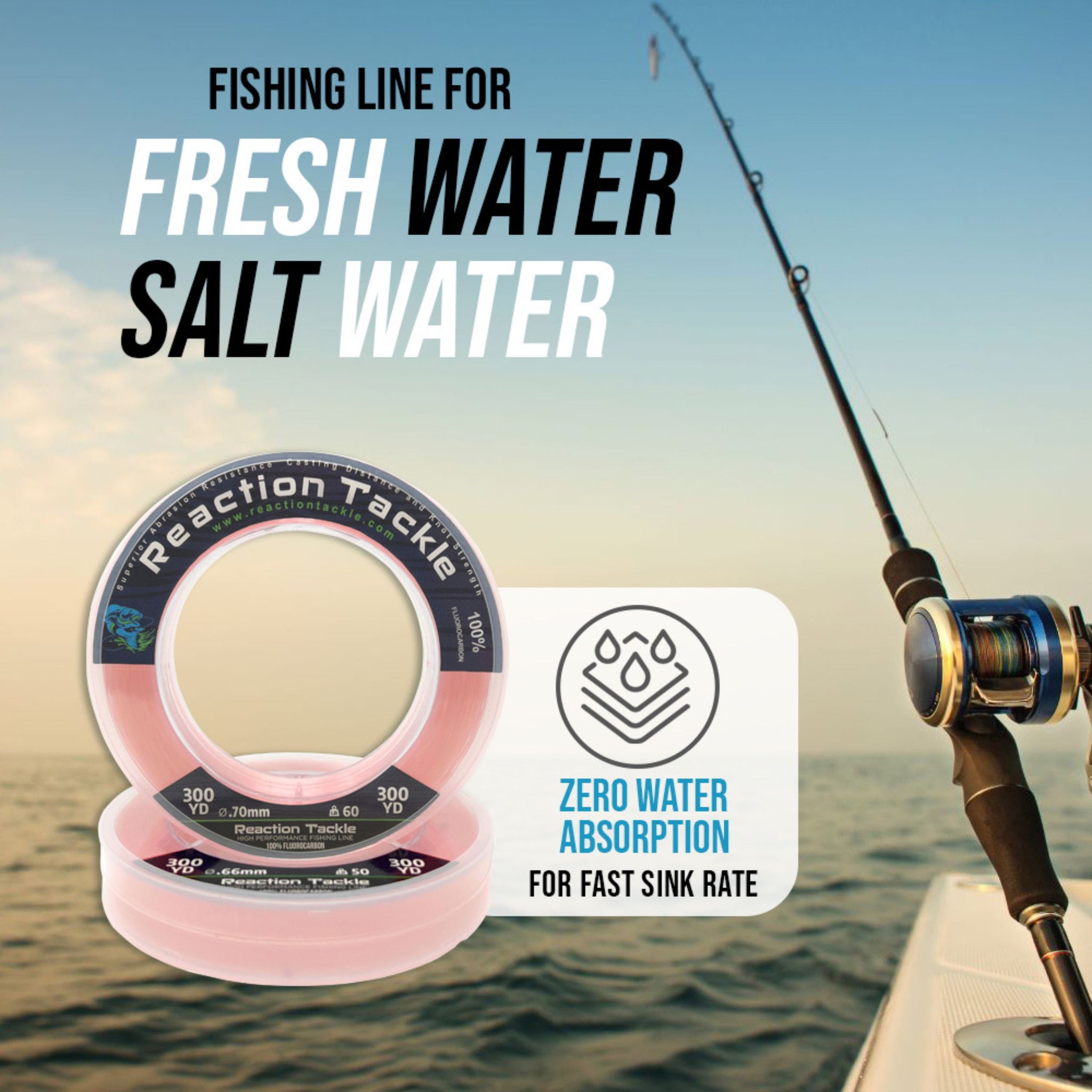 Reaction Tackle 100 Pure Fluorocarbon Fishing Line