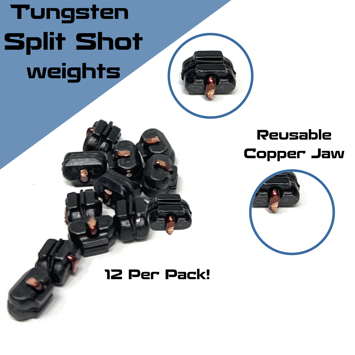 Reaction Tackle Tungsten Split Shot Weights 12 per pack