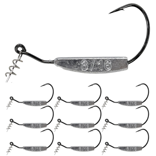 Reaction Tackle Lead Weighted Swimbait Hooks (10-PACK) - Reaction Tackle