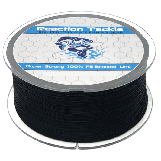 Reaction Tackle Braided Fishing Line- NEW NO FADE Black