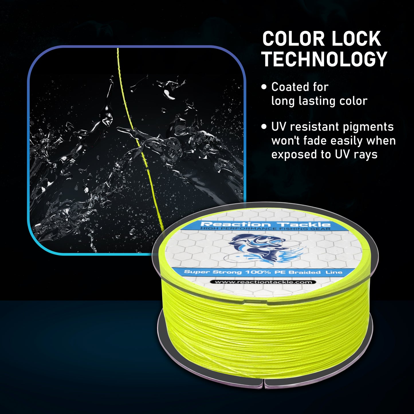 Reaction Tackle Braided Fishing Line- Hi-Vis Yellow