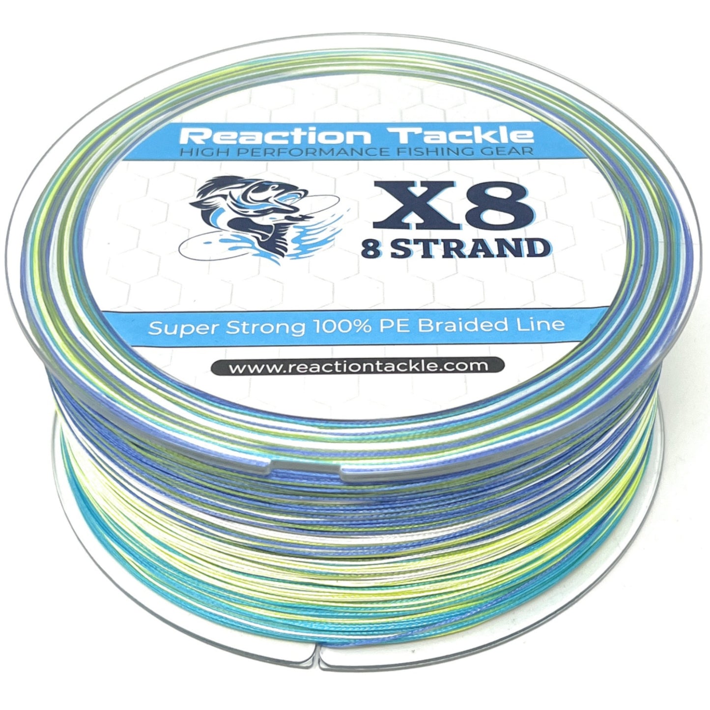 Reaction Tackle X8 Braided Fishing Line- Aqua Camo 8 Strands, Metered Line