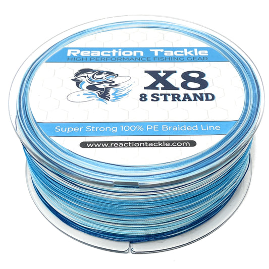 Reaction Tackle X8 Braided Fishing Line- Blue Camo 8 Strand