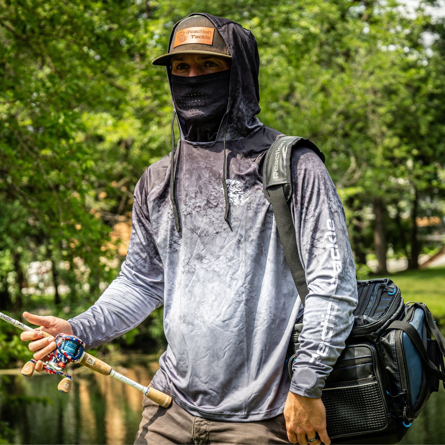 Reaction Tackle SPF UPF 50+ Long Sleeve/Hood/Gaiter Fishing Shirt - Reaction Tackle