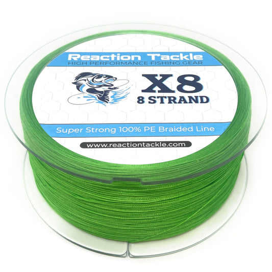 Reaction Tackle X8 Braided Fishing Line- Hi Vis Green 8 Strand