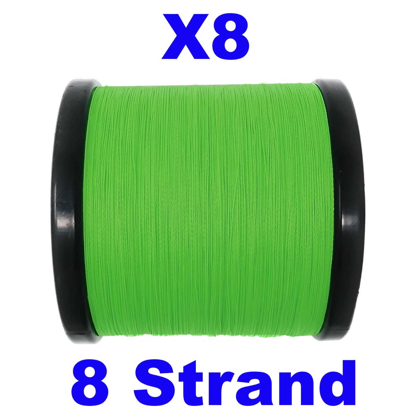 Reaction Tackle X8 Braided Fishing Line- Hi Vis Green 8 Strand