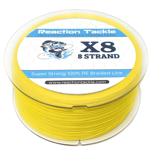 Reaction Tackle X8 Braided Fishing Line- Hi Vis Yellow 8 Strand