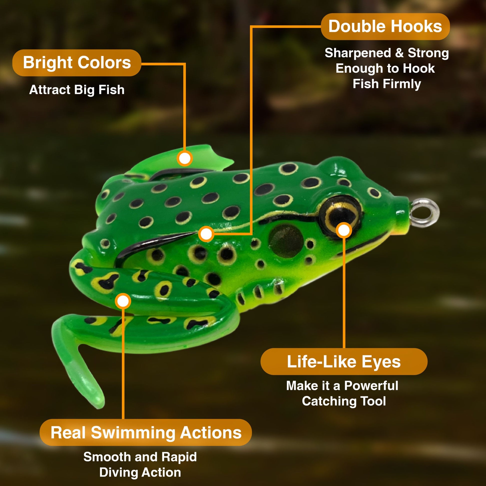 Reaction Tackle Swimming Legs 2.25" Hollow Body Frogs (2-Pack) - Reaction Tackle