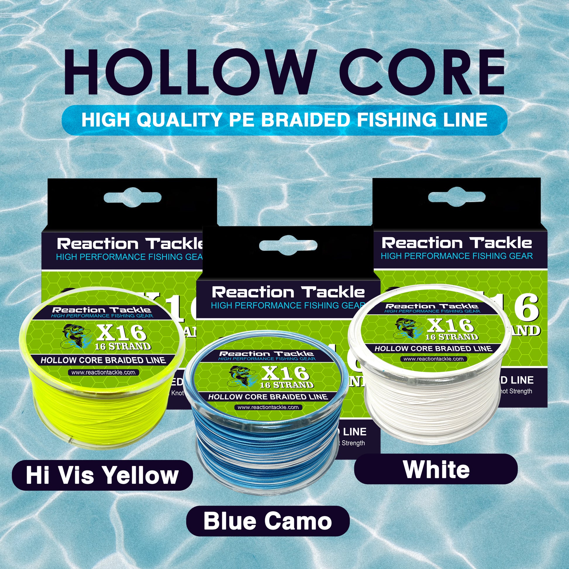 Reaction Tackle X8 Braided Fishing Line- Hi Vis Green 8 Strand