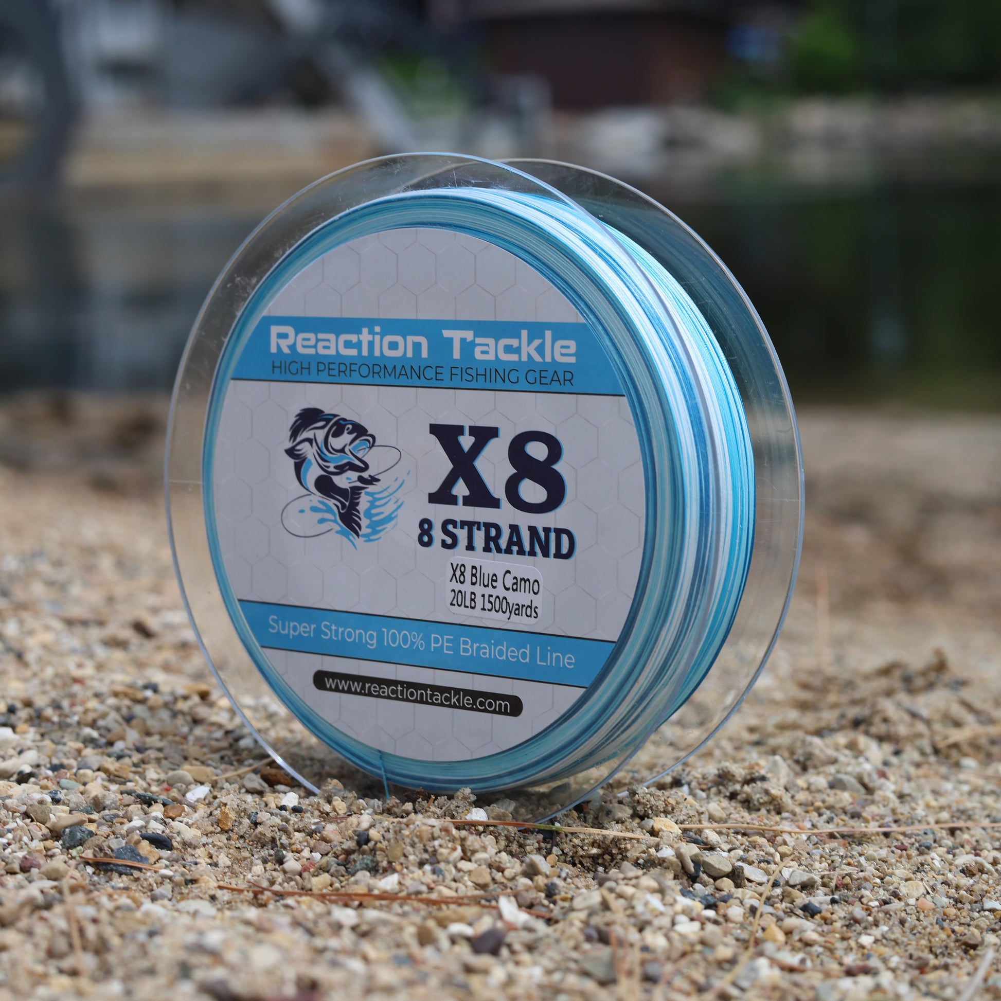 Reaction Tackle X8 Braided Fishing Line - Blue Camo 8 Strand - Reaction Tackle