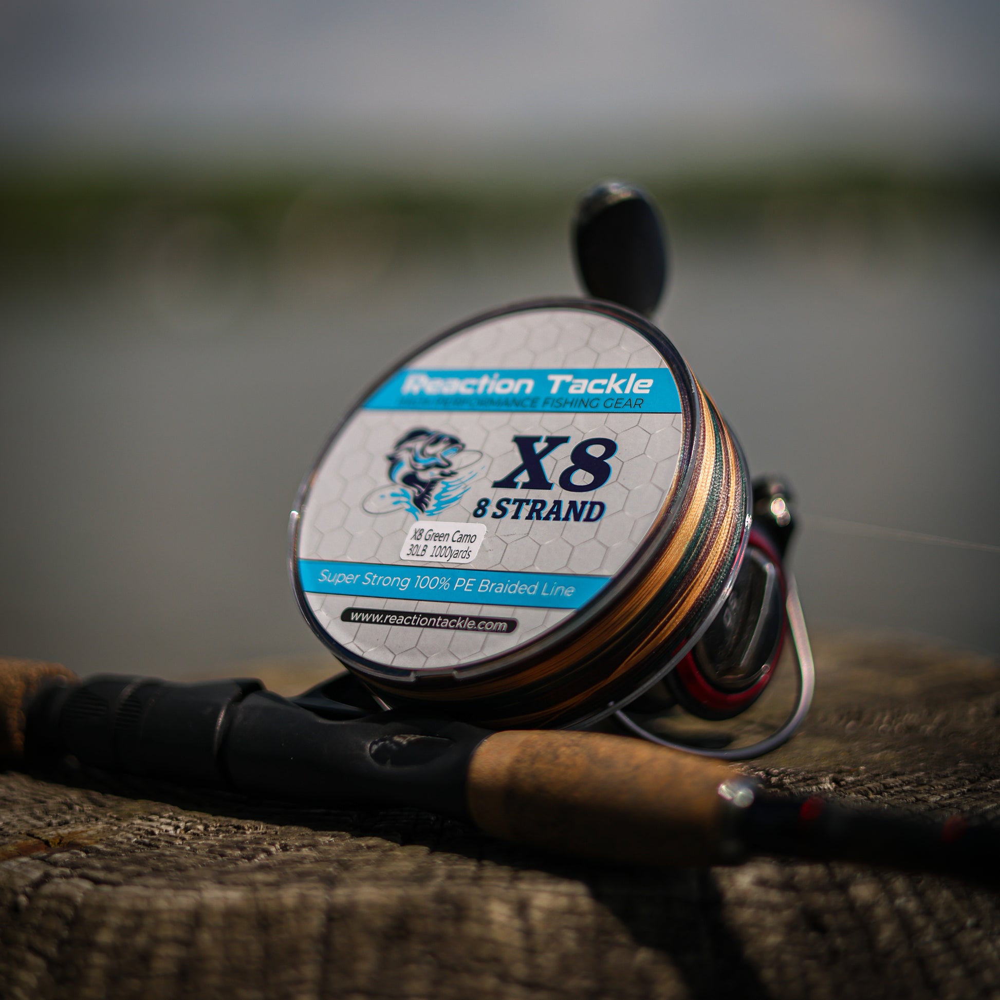 Reaction Tackle X8 Braided Fishing Line - Green Camo 8 Strand - Reaction Tackle