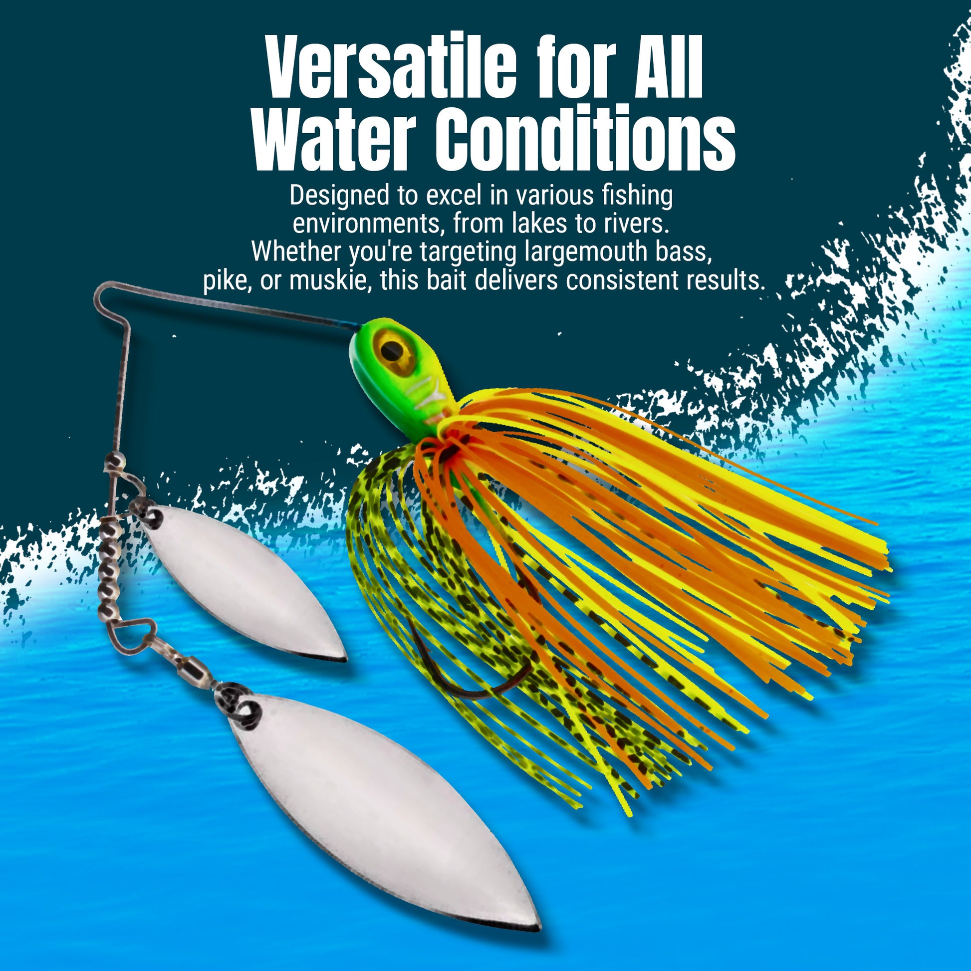 Reaction Tackle Lead Spinnerbait Jigs – 3-Pack, Double Willow Blade - New - Reaction Tackle