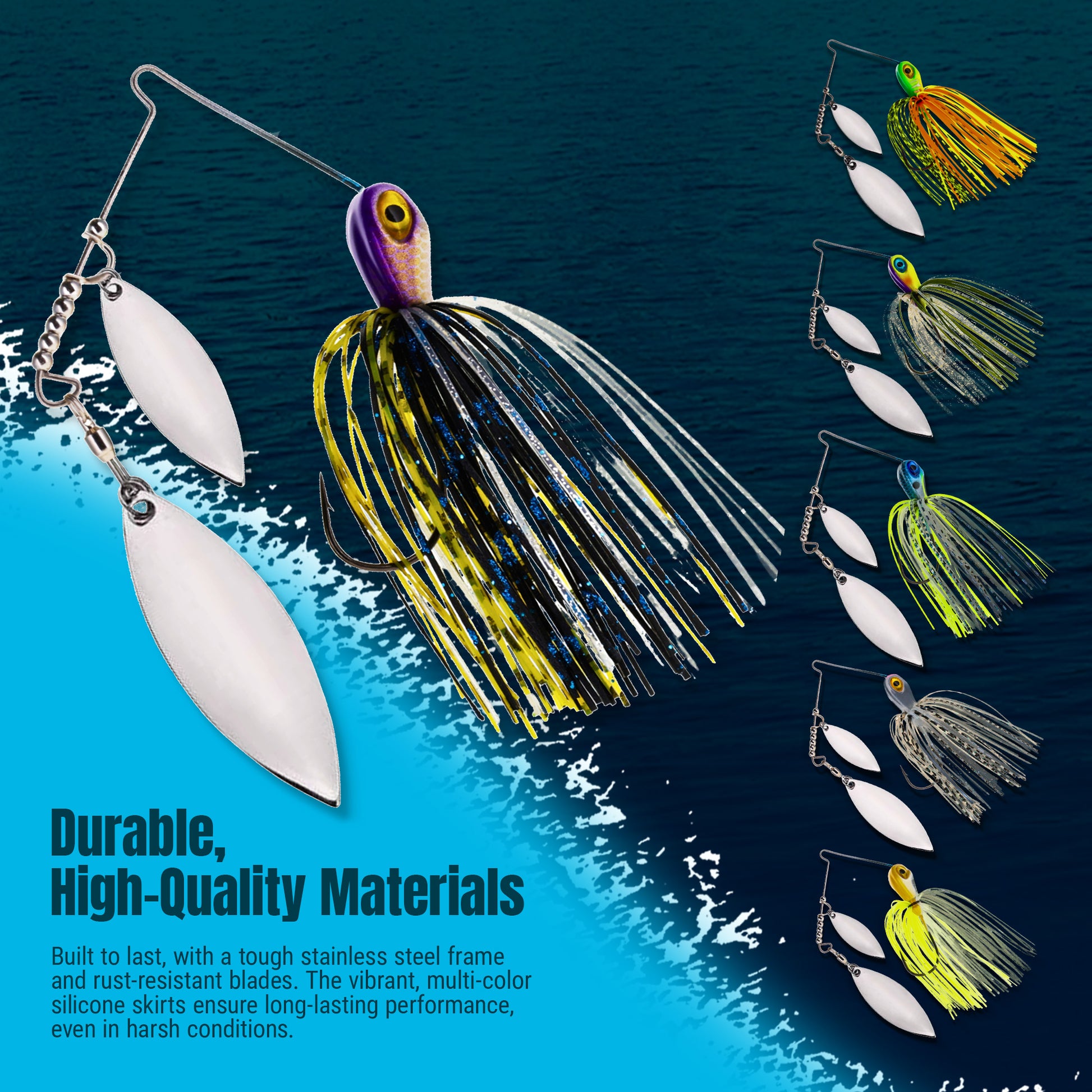 Reaction Tackle Lead Spinnerbait Jigs – 3-Pack, Double Willow Blade - New - Reaction Tackle