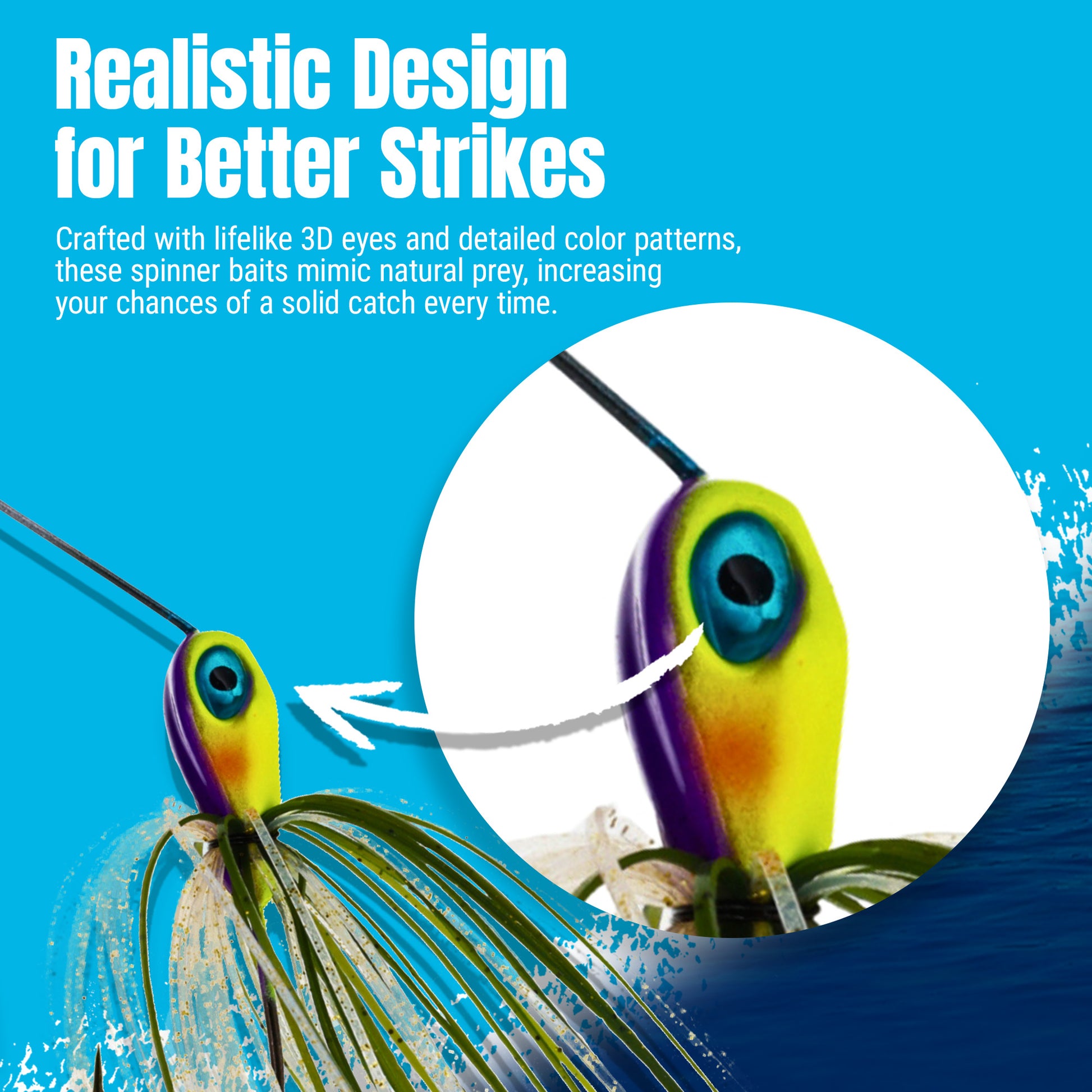 Reaction Tackle Lead Spinnerbait Jigs – 3-Pack, Double Willow Blade - New - Reaction Tackle