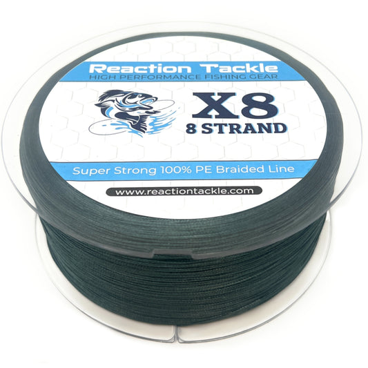 Reaction Tackle X8 Braided Fishing Line- Moss Green 8 Strand