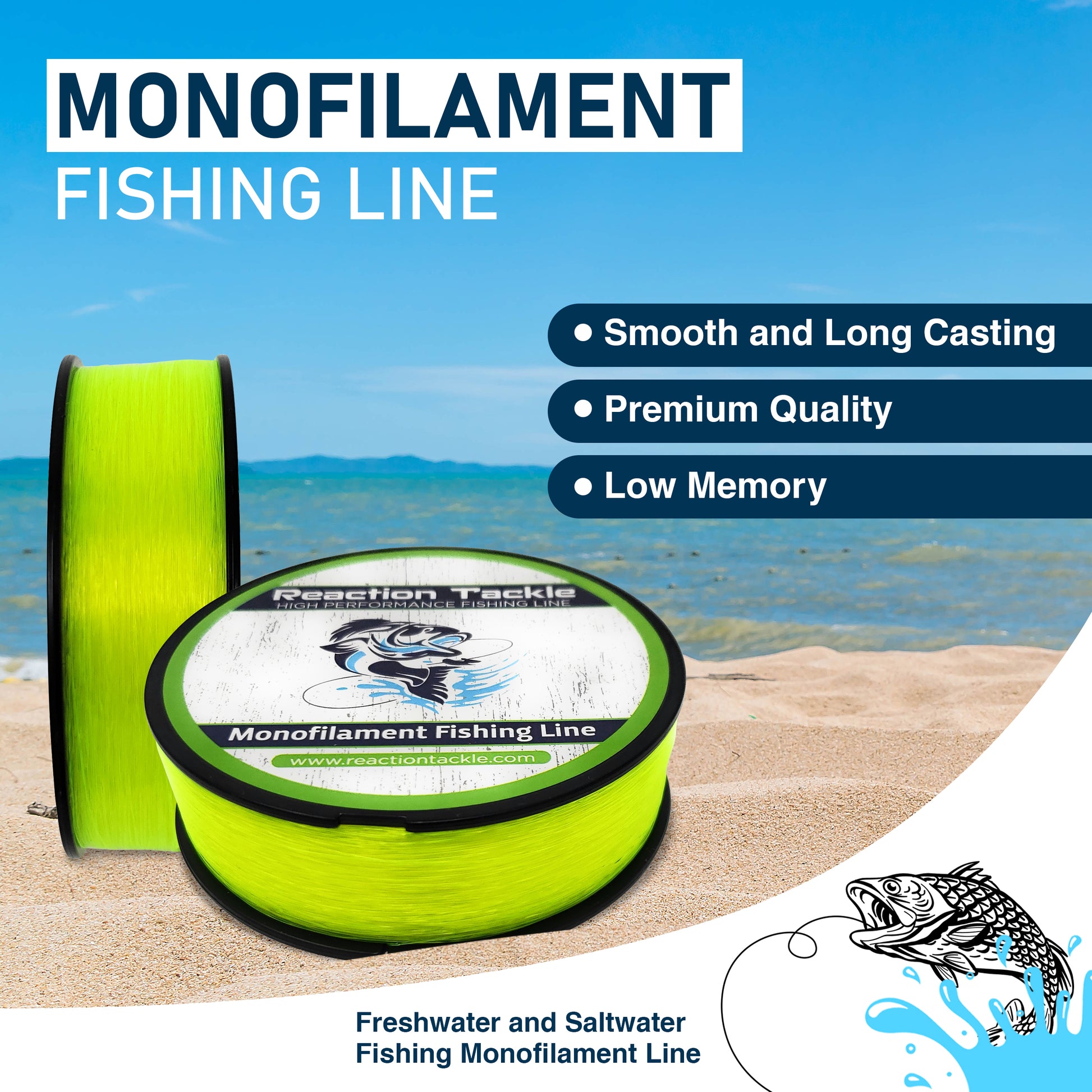 Offshore Angler Tight Line Premium Monofilament 1/4 lb. Spool - Yellow