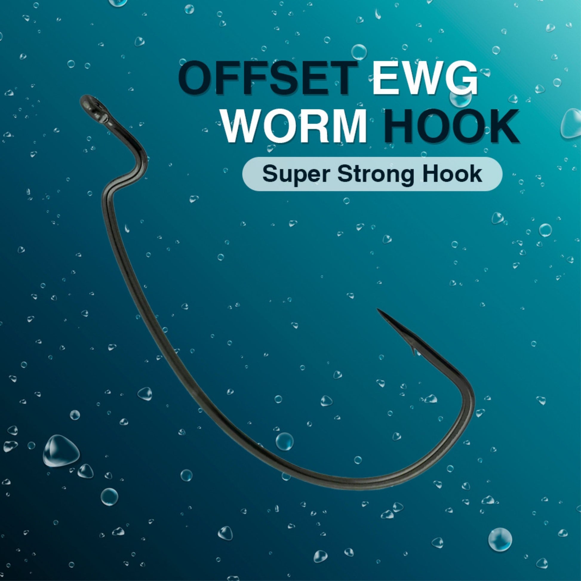 EWG Worm Hooks Sizes 2/0, 3/0, and 4/0, Assorted Colors, Per 25