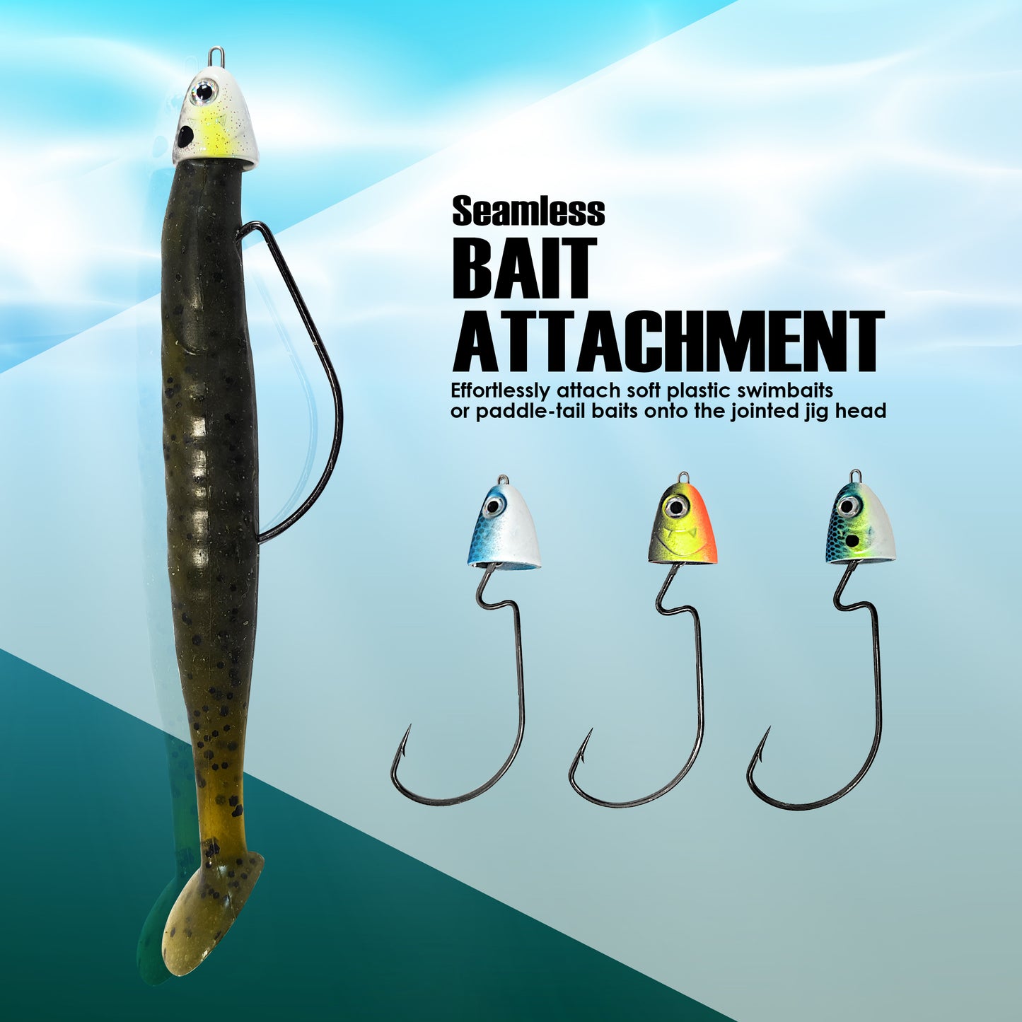  Reaction Tackle Tungsten Swimbait Jig Heads - 3D Realistic  Eyes Attract Bass And More- Swim Bait Jig Head For Use