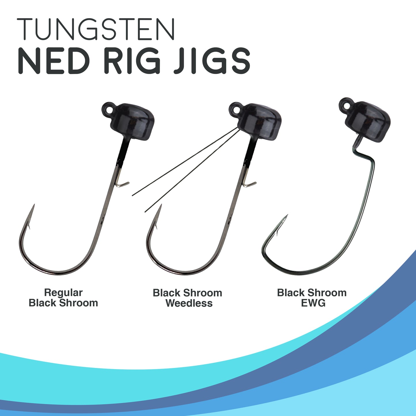 Reaction Tackle 5-Pack Tungsten Ned Rig-Shroom Jigs