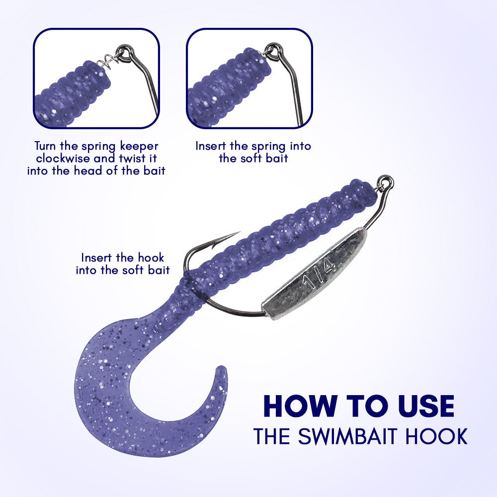berkley weighted swimbait hooks Reaction Tackle - Weedless Belly Weighted Hooks with Twist Lock Bait Keeper for Soft Plastic Swimbaits - Bass Fishing Hooks The Weighted Swimbait hook keeps all your swimbaits secure and running straight Berkley Fusion #1362184 Weighted SwimBait