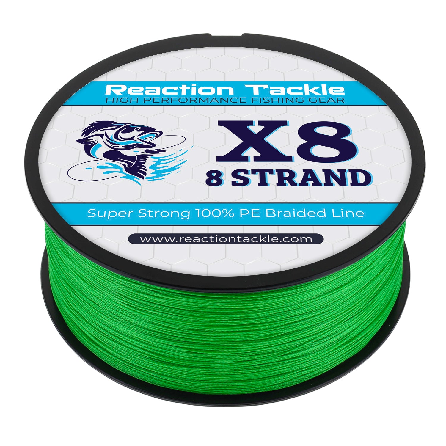 Reaction Tackle X8 Braided Fishing Line - Hi Vis Green 8 Strand - Reaction Tackle