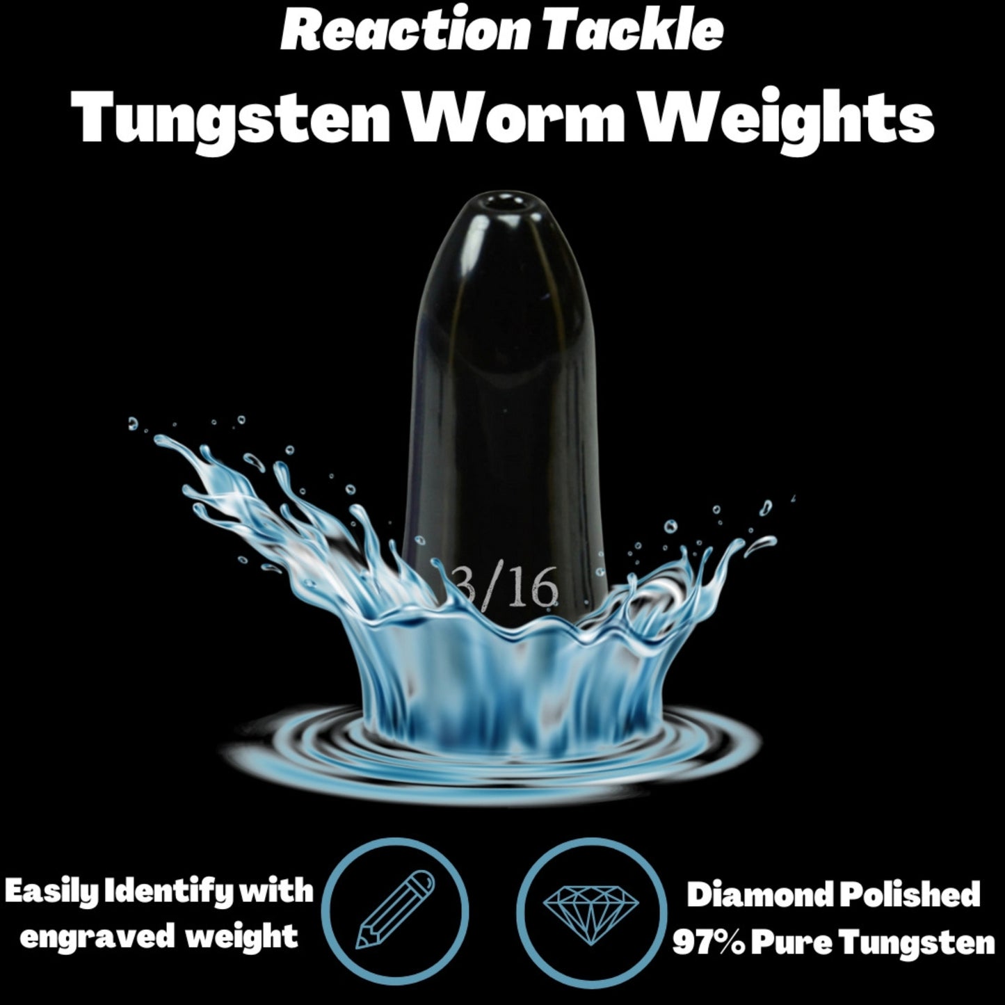 Reaction Tackle Tungsten Worm Weights / Bullet Shaped Sinkers