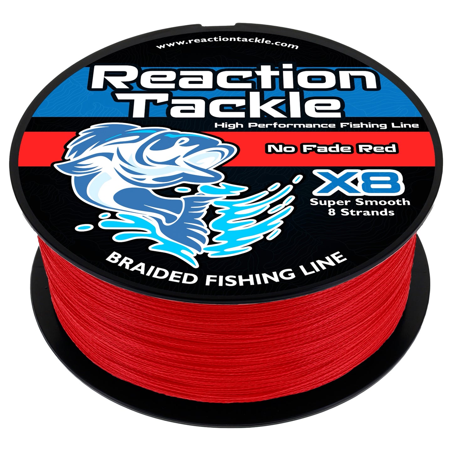 Reaction Tackle X8 Braided Fishing Line - NO FADE Red 8 Strand - NEW