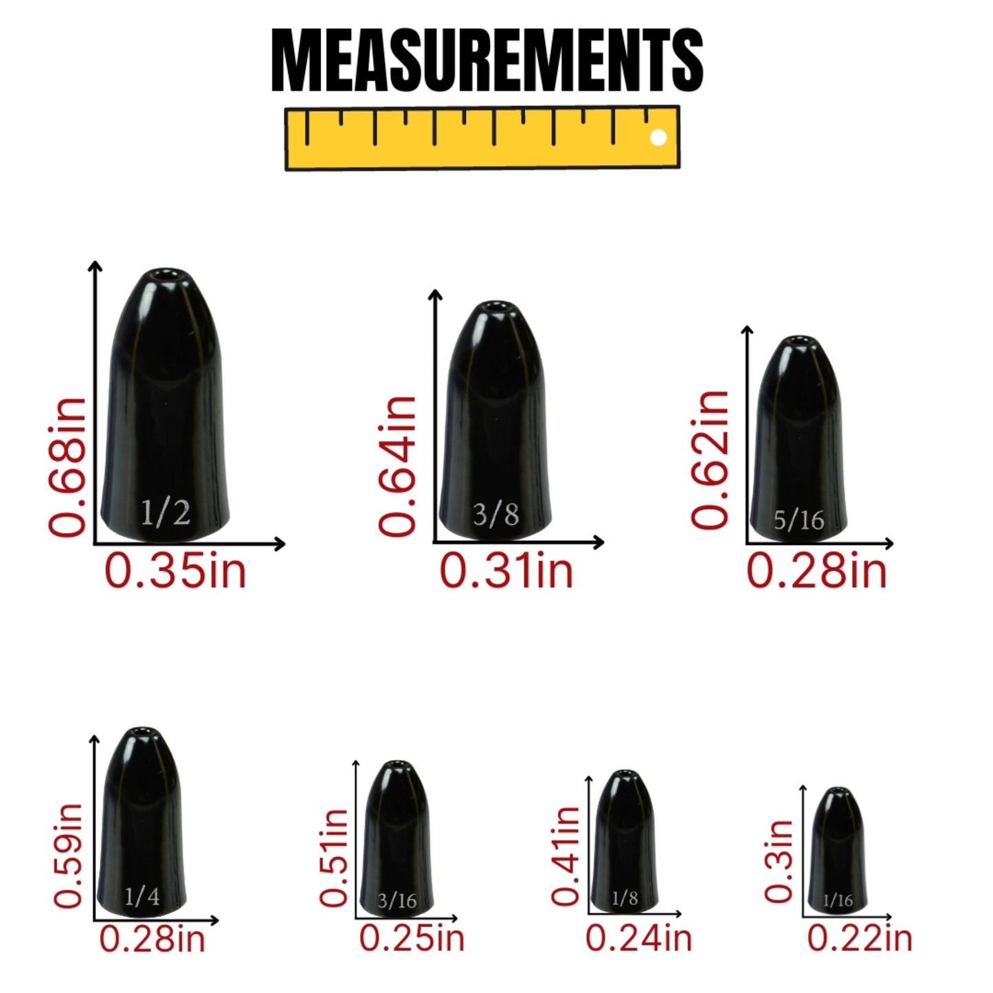 Reaction Tackle Tungsten Worm Weights / Bullet Shaped Sinkers - Reaction Tackle