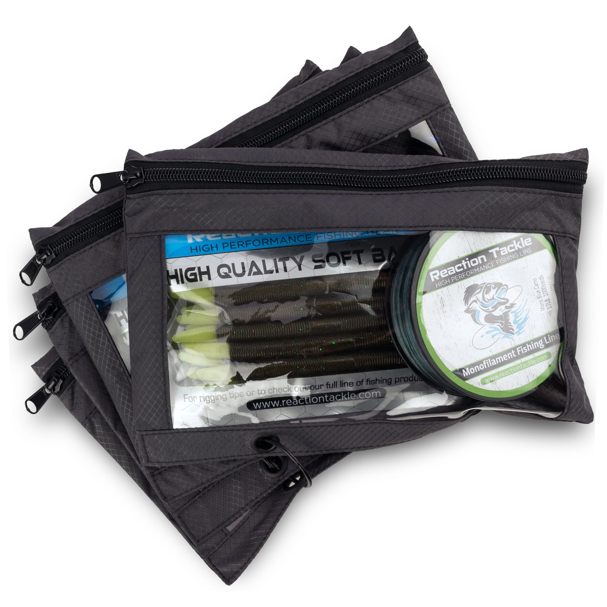 Fishing Worm Storage Wrap Binder with 10 Plastic Bags,Soft Bait Binder Bag